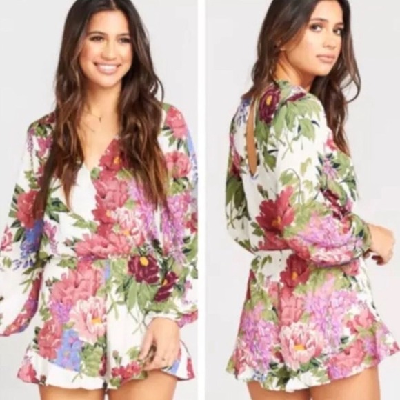 Show Me Your MuMu Pants - Show Me Your Mumu Womans Sz Small‎ Rocky Romper Floral Long Sleeve Ruffle Boho